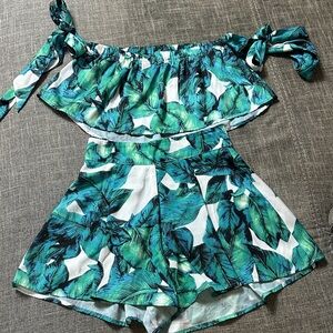 Luxxel Green and Blue Leaf Print Set